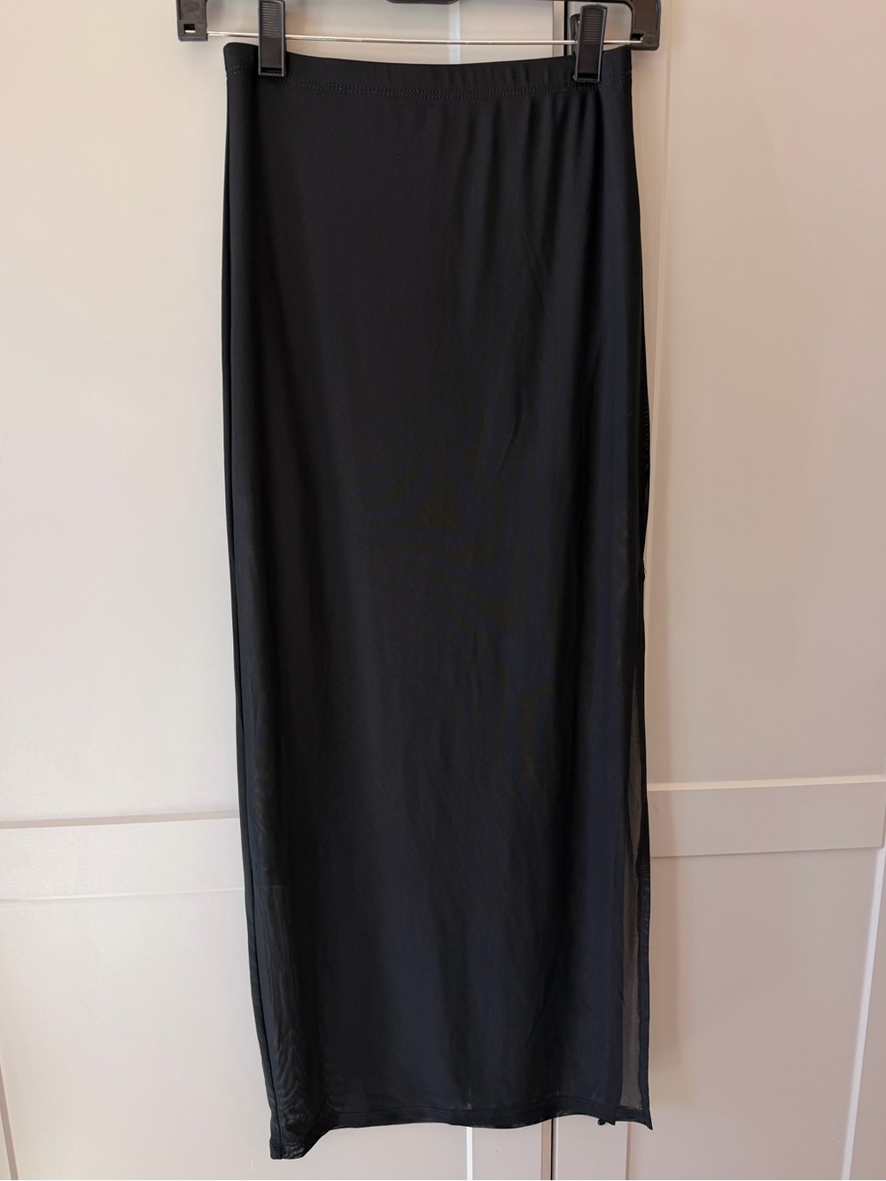 Refuge Black Sheer Mesh Maxi Skirt Size Small Double Layer Side Slit Y2K